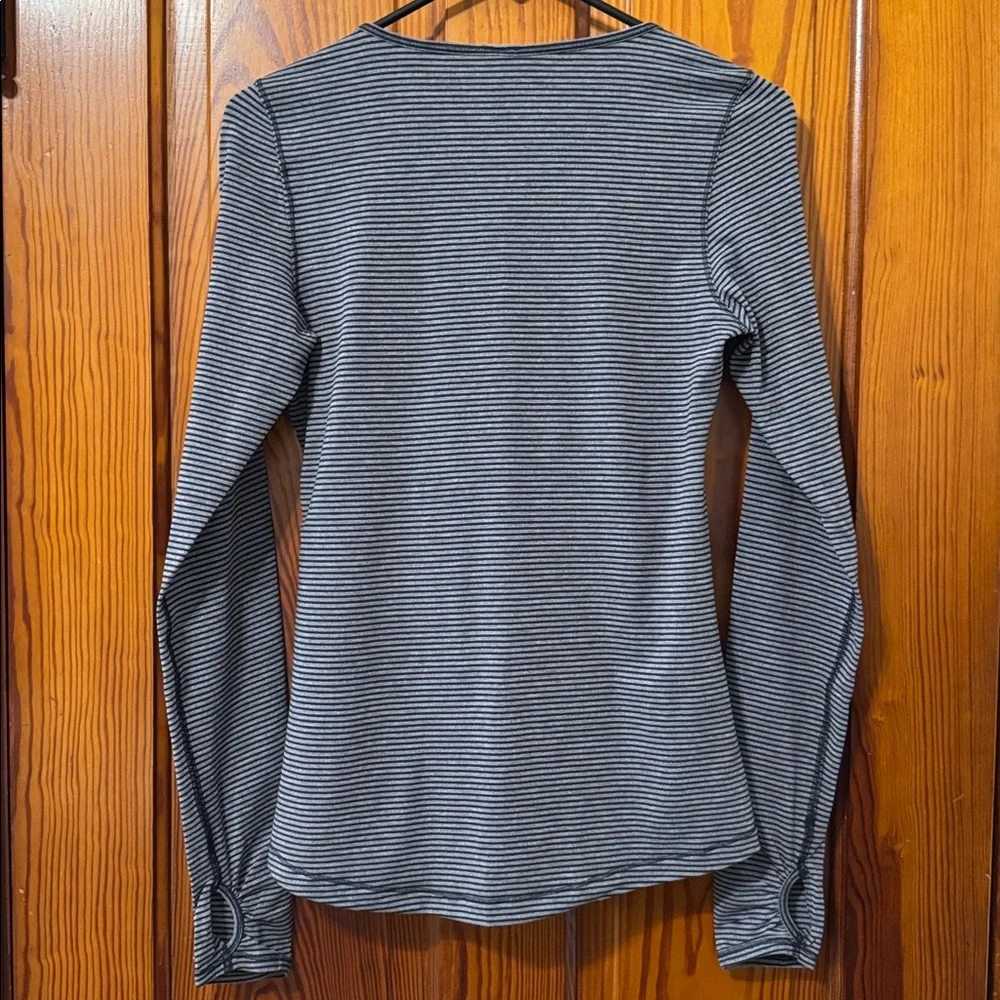 Lululemon Sunset Salutation Long Sleeve - Mini Pop Stripe Heathered Slate Black